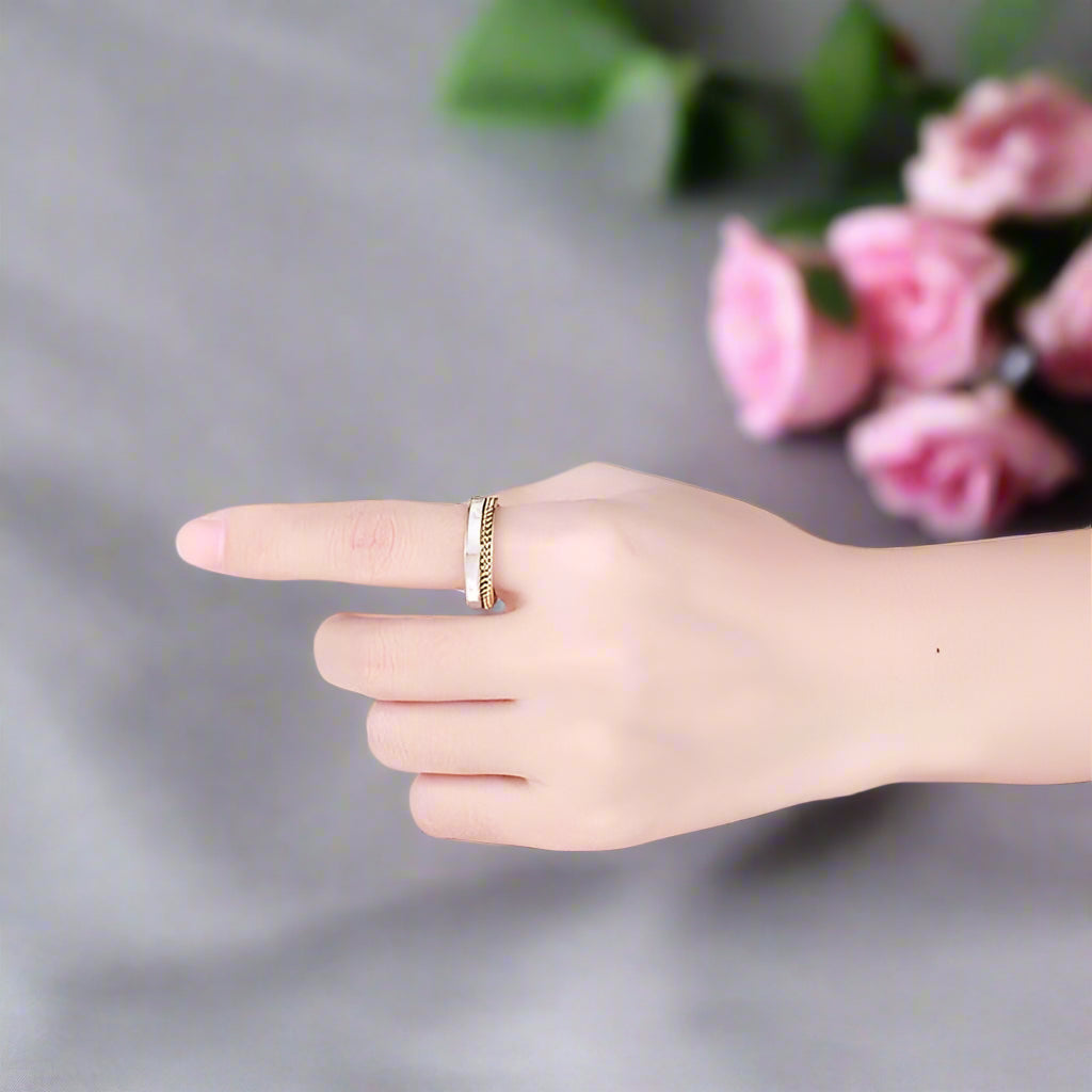 Double Layers Stainless Steel Shell Ring Band-Black Diamonds New York