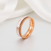 Double Layers Stainless Steel Shell Ring Band-Black Diamonds New York