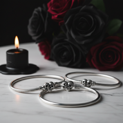 Double Skull Heart Shaped Punk Charm Bracelet-Black Diamonds New York