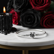 Double Skull Heart Shaped Punk Charm Bracelet-Black Diamonds New York