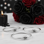 Double Skull Heart Shaped Punk Charm Bracelet-Black Diamonds New York