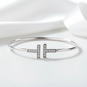 Double T Design Bangle Bracelet-Black Diamonds New York