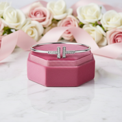 Double T Design Bangle Bracelet-Black Diamonds New York