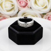 Dragon Inlay Men's Tungsten Carbide Wedding Band-Black Diamonds New York