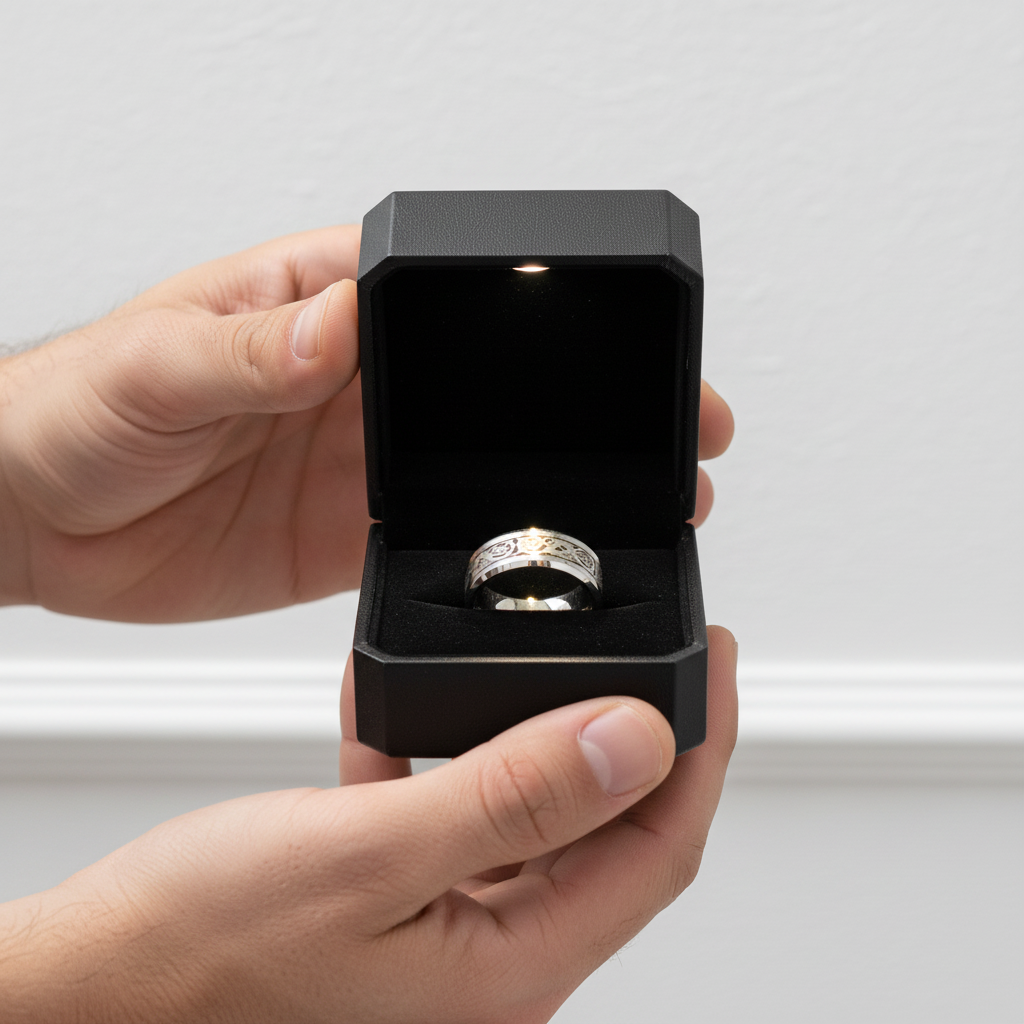 Dragon Inlay Men's Tungsten Carbide Wedding Band-Black Diamonds New York