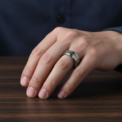 Dragon Inlay Men's Tungsten Carbide Wedding Band-Black Diamonds New York