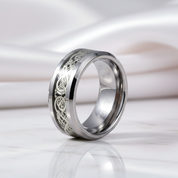 Dragon Inlay Men's Tungsten Carbide Wedding Band-Black Diamonds New York