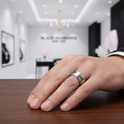 Dragon Magnetic Stainless Steel Men's Wedding Band-Black Diamonds New York