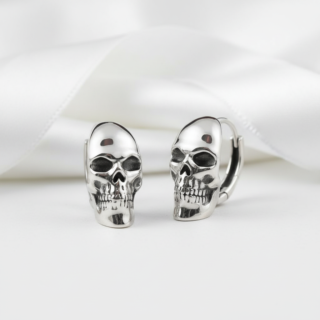 Retro Creative Elegant Skull Head Earrings-Black Diamonds New York