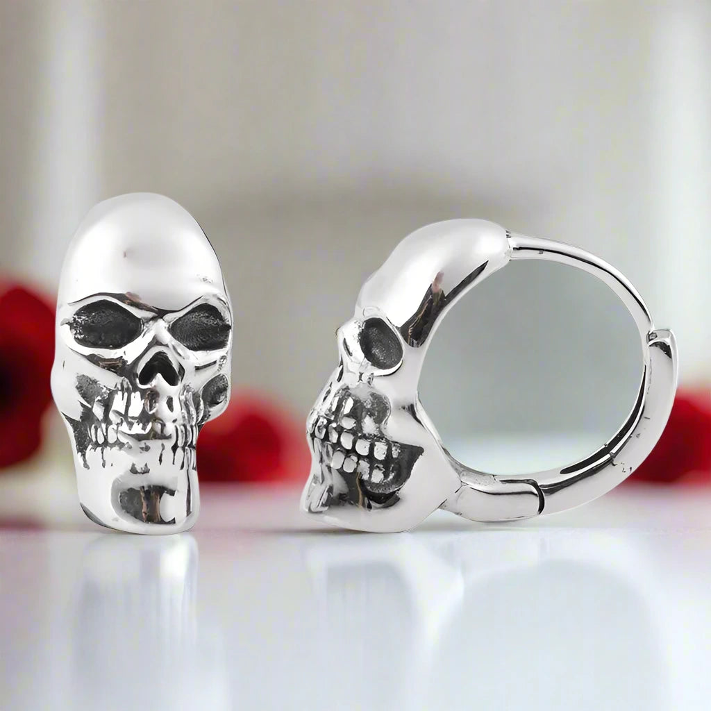 Retro Creative Elegant Skull Head Earrings-Black Diamonds New York