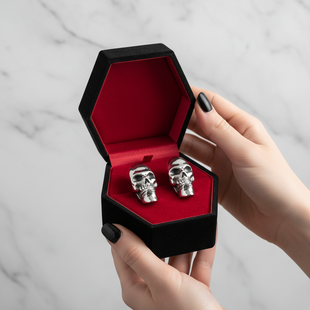 Retro Creative Elegant Skull Head Earrings-Black Diamonds New York
