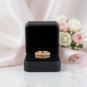 Electric Gold Inlaid Deer Antler Wood Grain Tungsten Carbide Men's Ring-Black Diamonds New York