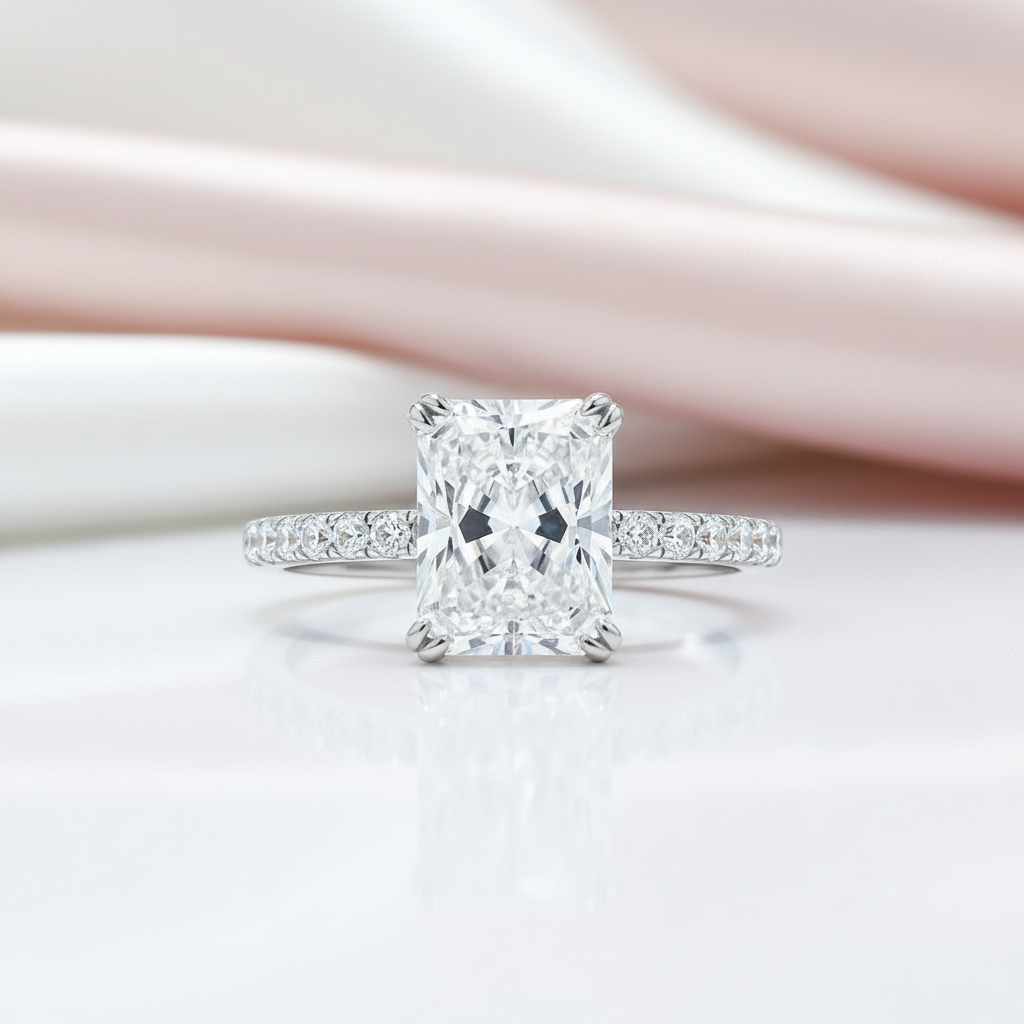 Elegant 3.0ct Radiant Cut Diamond Engagement Ring-Black Diamonds New York