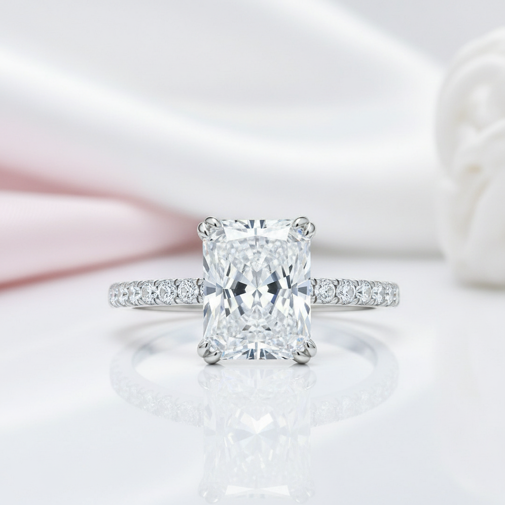 Elegant 3.0ct Radiant Cut Diamond Engagement Ring-Black Diamonds New York