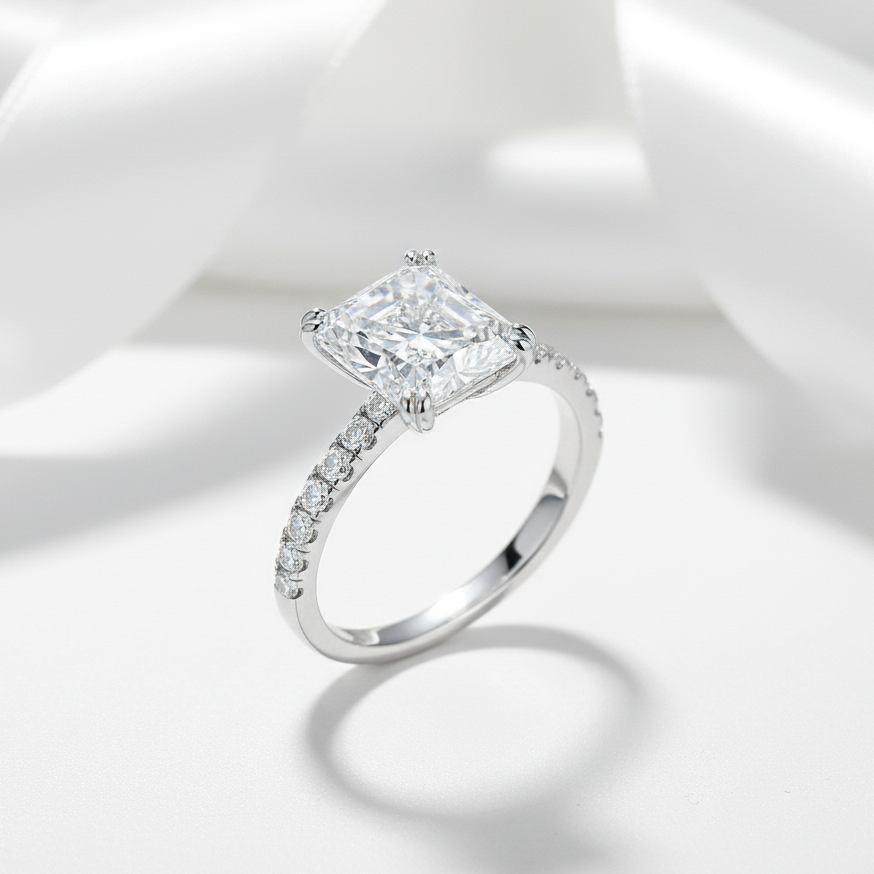 Elegant 3.0ct Radiant Cut Diamond Engagement Ring-Black Diamonds New York