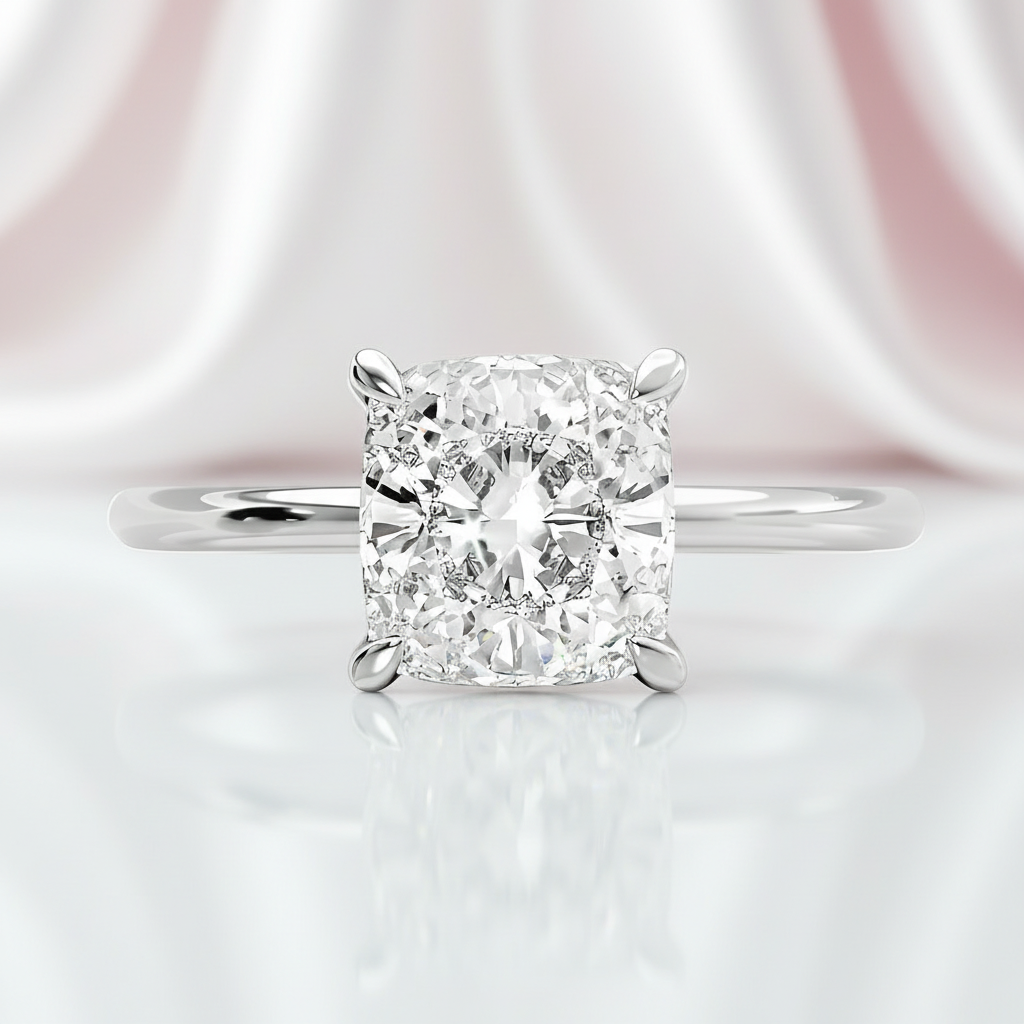 Elegant 3.0 Carat Cushion Cut Engagement Ring-Black Diamonds New York