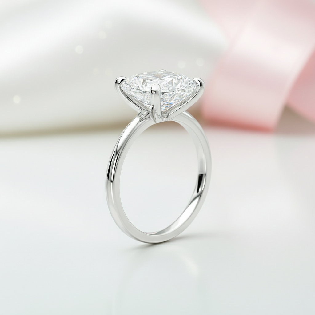 Elegant 3.0 Carat Cushion Cut Engagement Ring-Black Diamonds New York