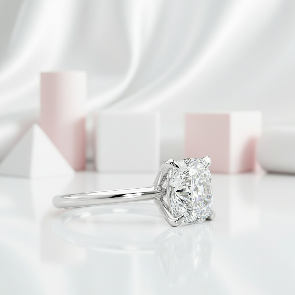 Elegant 3.0 Carat Cushion Cut Engagement Ring-Black Diamonds New York