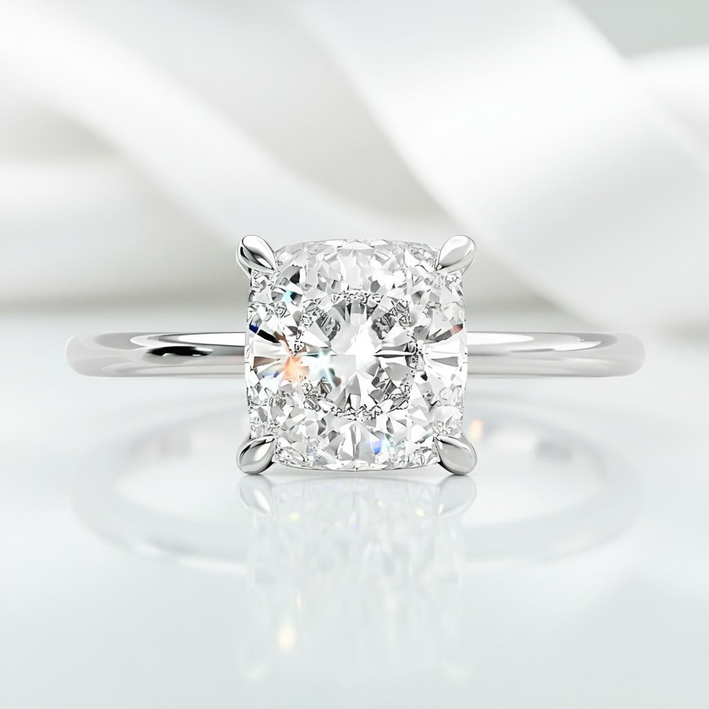 Elegant 3.0 Carat Cushion Cut Engagement Ring-Black Diamonds New York