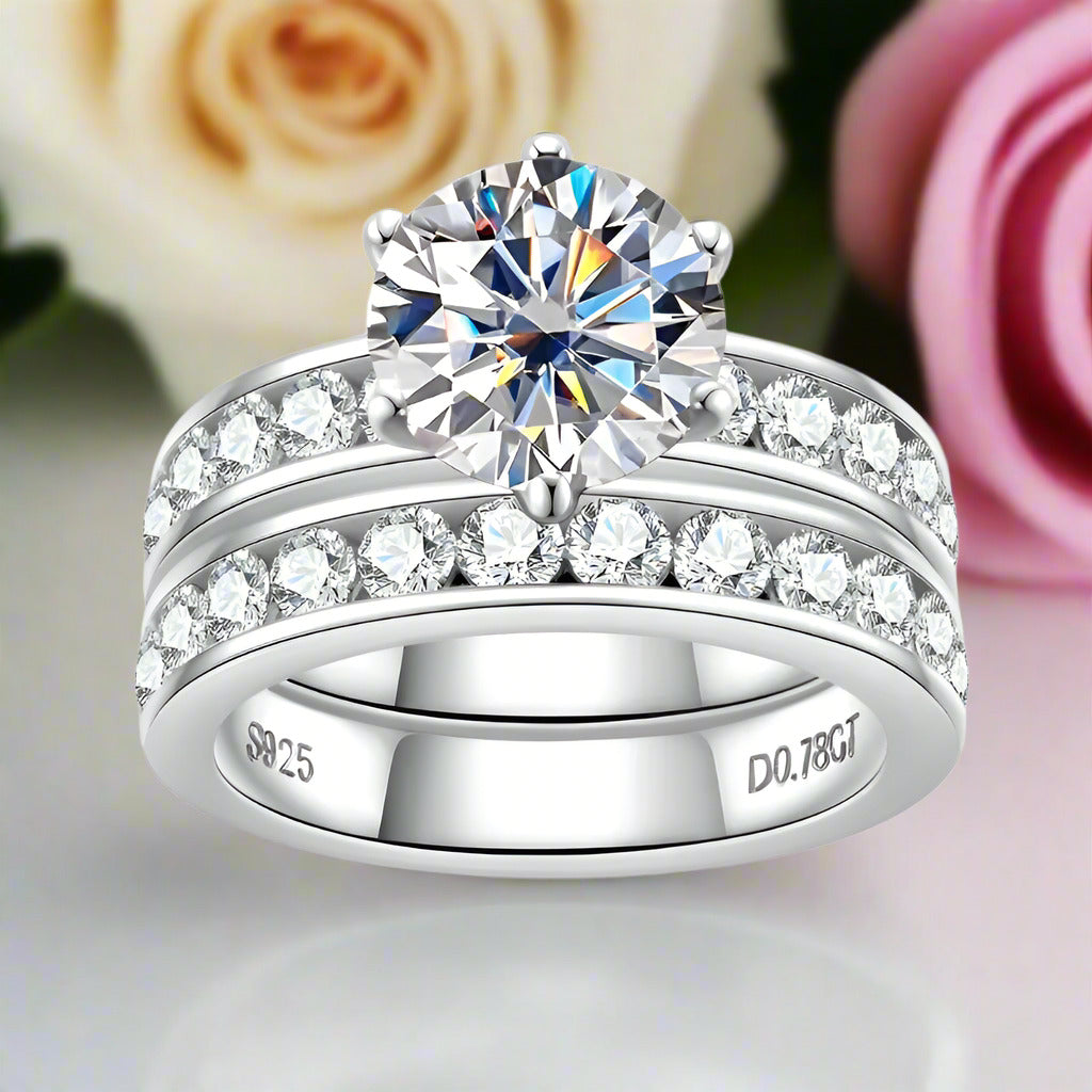 Elegant 3.0 Ct Round Diamond Engagement Ring Set-Black Diamonds New York