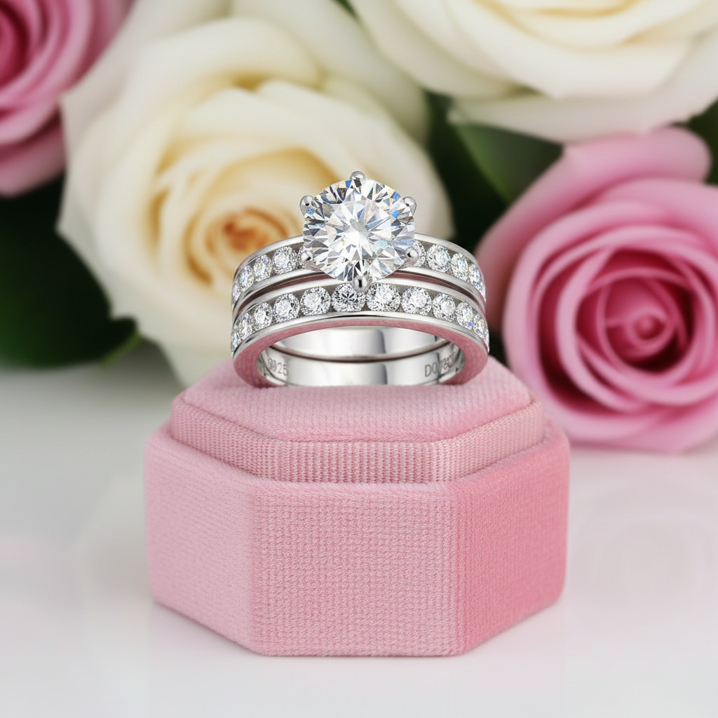 Elegant 3.0 Ct Round Diamond Engagement Ring Set-Black Diamonds New York