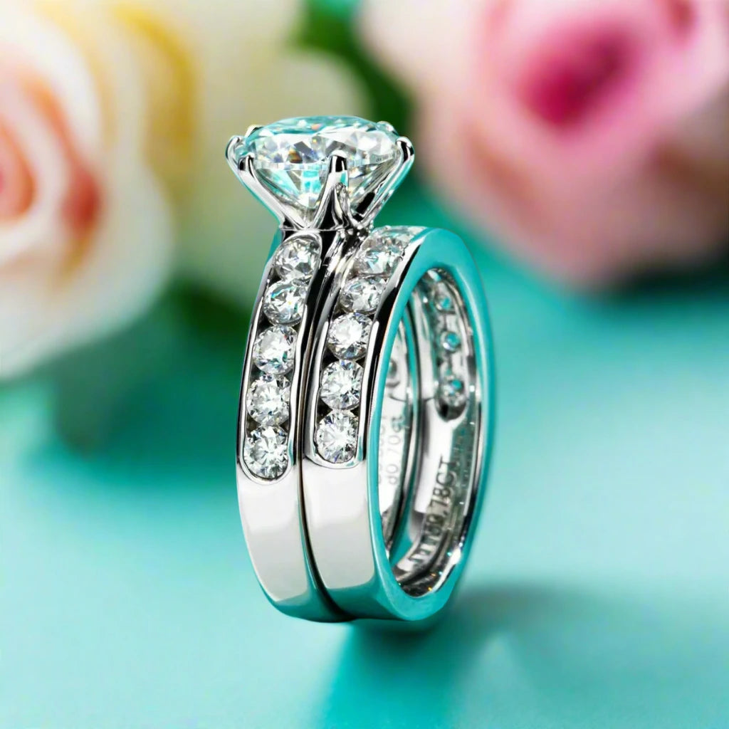 Elegant 3.0 Ct Round Diamond Engagement Ring Set-Black Diamonds New York