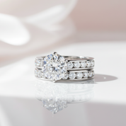 Elegant 3.0 Ct Round Diamond Option Engagement Ring Set-Black Diamonds New York
