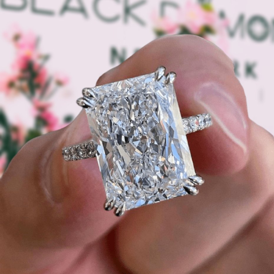 Flash Sale- Elegant 3.0ct Radiant Cut Lab Grown Diamond Engagement Ring-Black Diamonds New York
