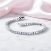 Elegant Azure Round Cut Bracelet In Sterling Silver-Black Diamonds New York