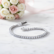Elegant Azure Round Cut Bracelet In Sterling Silver-Black Diamonds New York