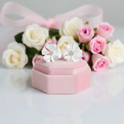 Elegant Big Peony Flower Stud Earrings-Black Diamonds New York