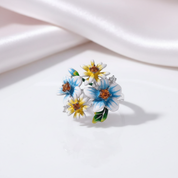 Elegant Blooming Flowers with Diamond Option Ring-Black Diamonds New York