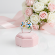 Elegant Blooming Flowers with Diamond Option Ring-Black Diamonds New York