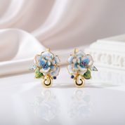 Elegant Blue Enamel Flower with Diamond Option Jewelry Set-Black Diamonds New York