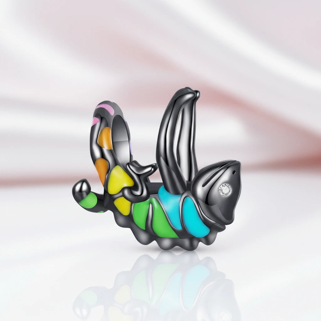Elegant Chameleon Charm with Green Stone-Black Diamonds New York