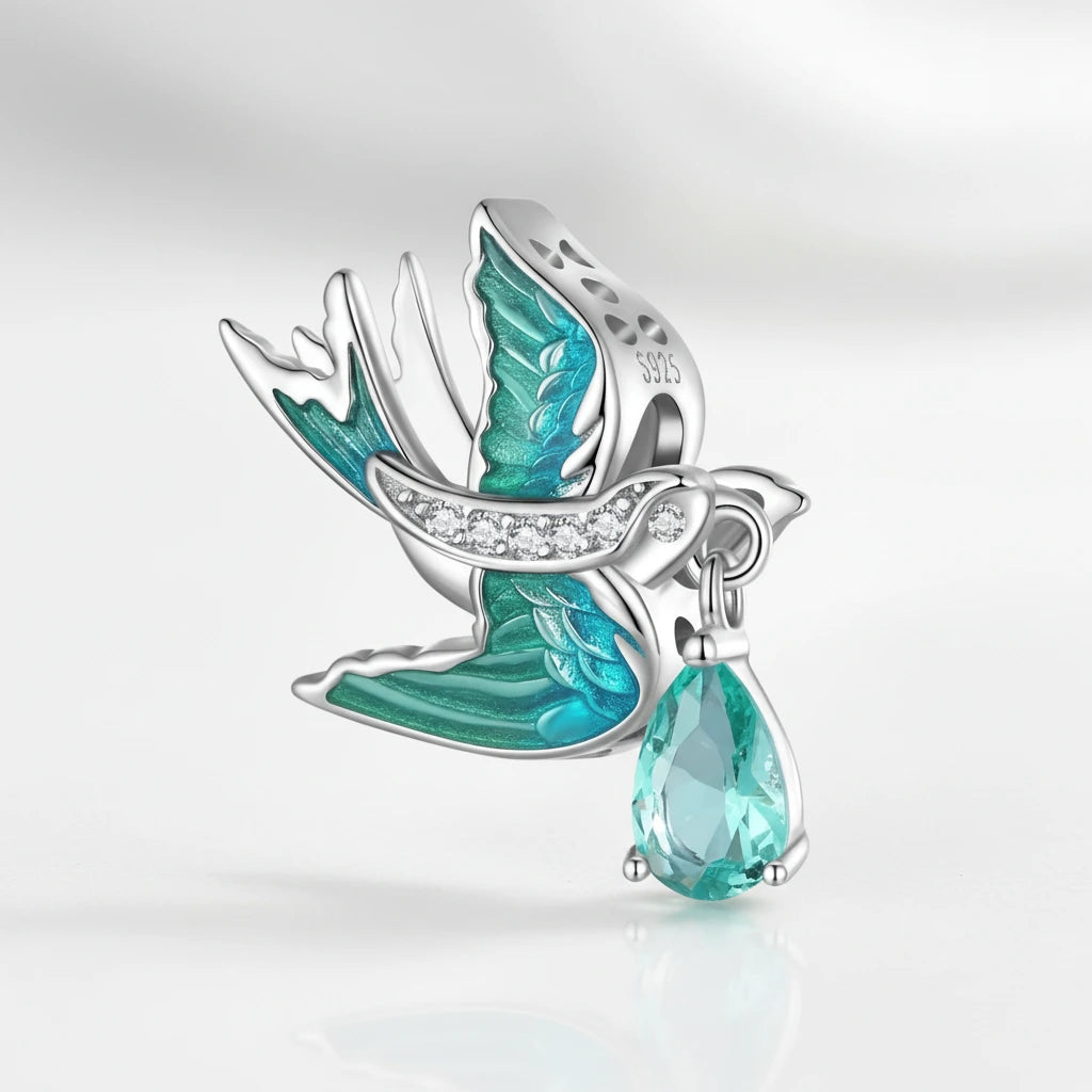 Elegant Chameleon Charm with Green Stone-Black Diamonds New York