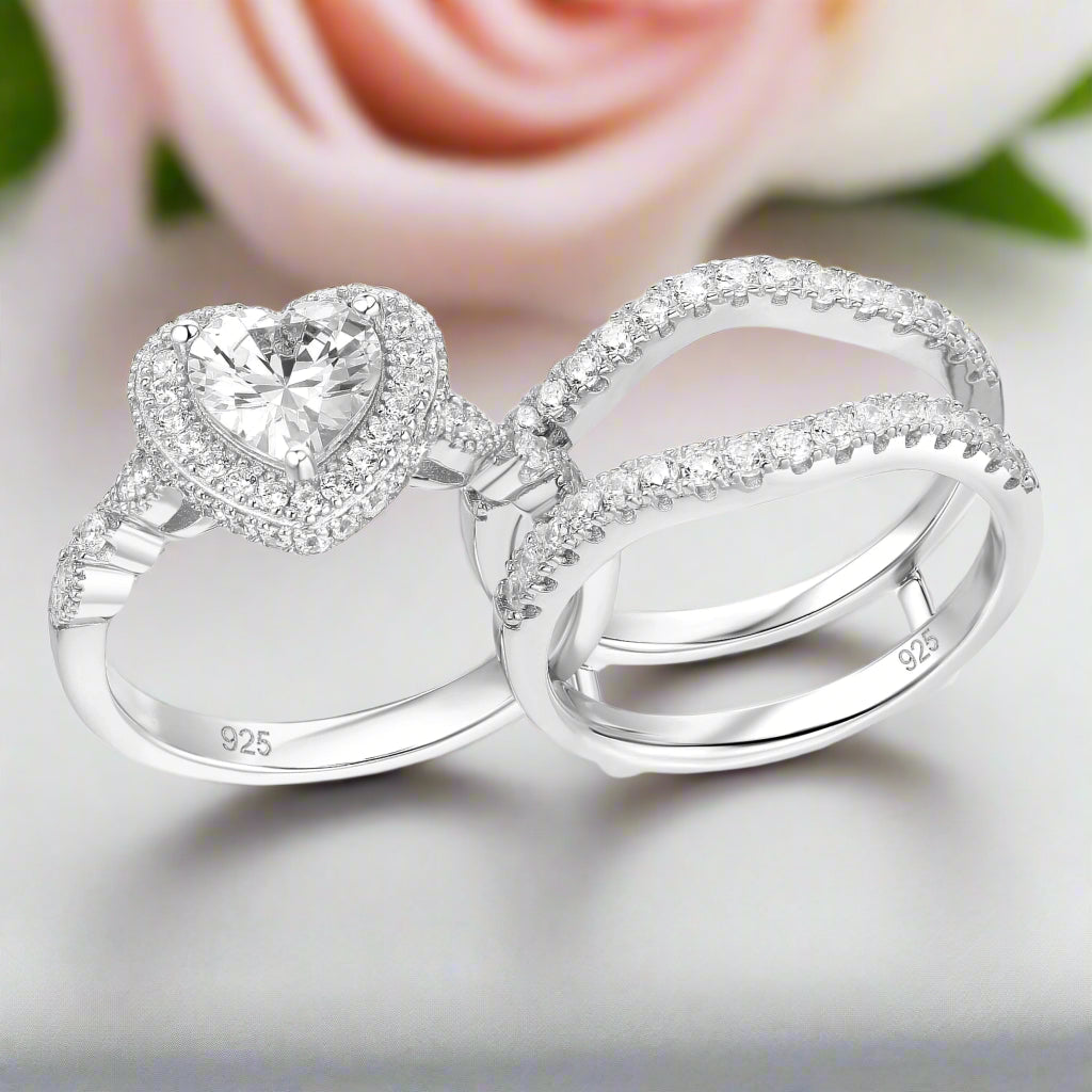 Elegant Diamond Halo Engagement Ring Set-Black Diamonds New York