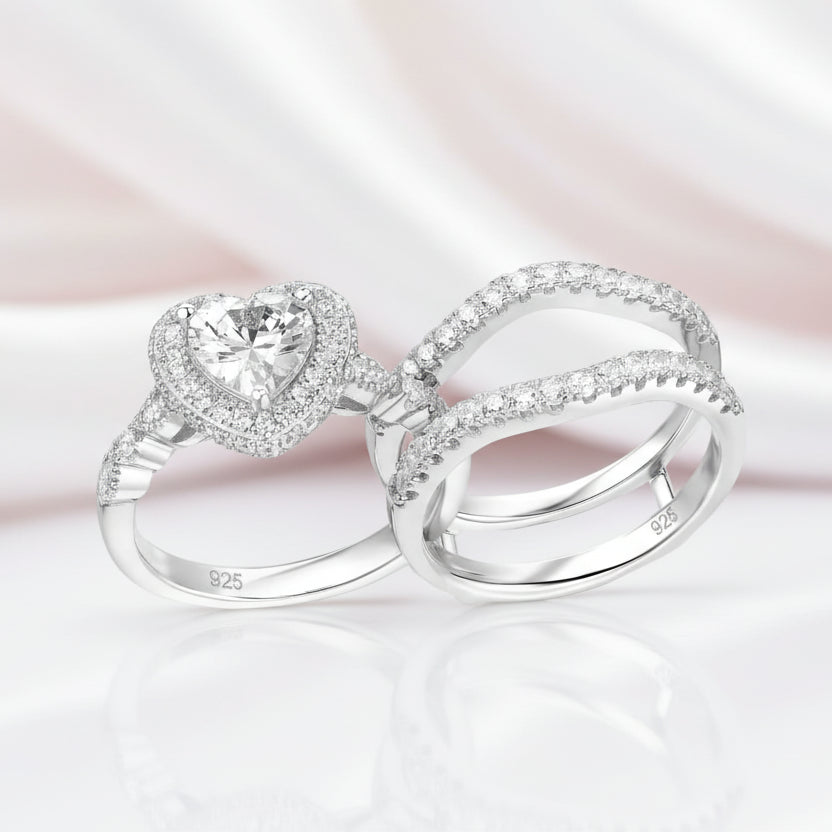 Elegant Diamond Halo Engagement Ring Set-Black Diamonds New York