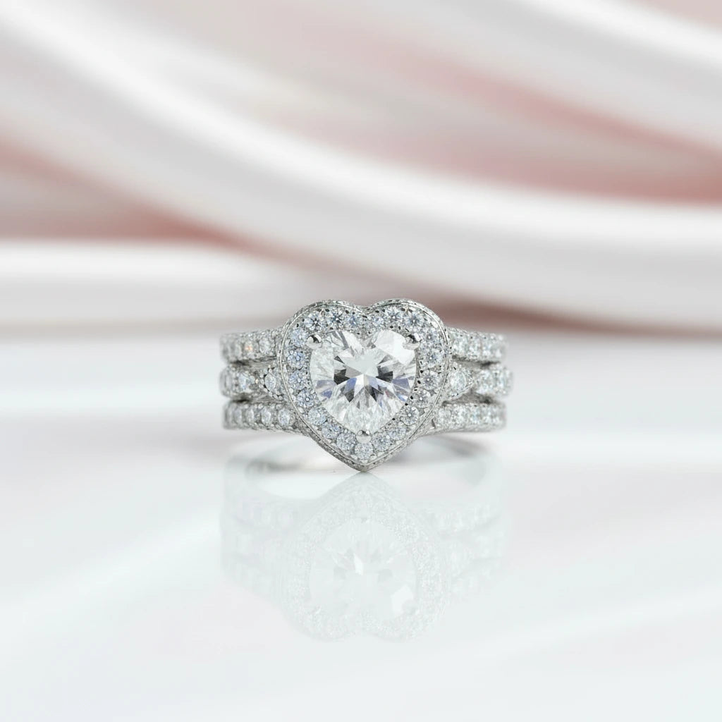 Elegant Diamond Option Halo Engagement Ring Set-Black Diamonds New York
