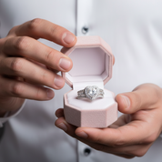 Elegant Diamond Halo Engagement Ring Set-Black Diamonds New York