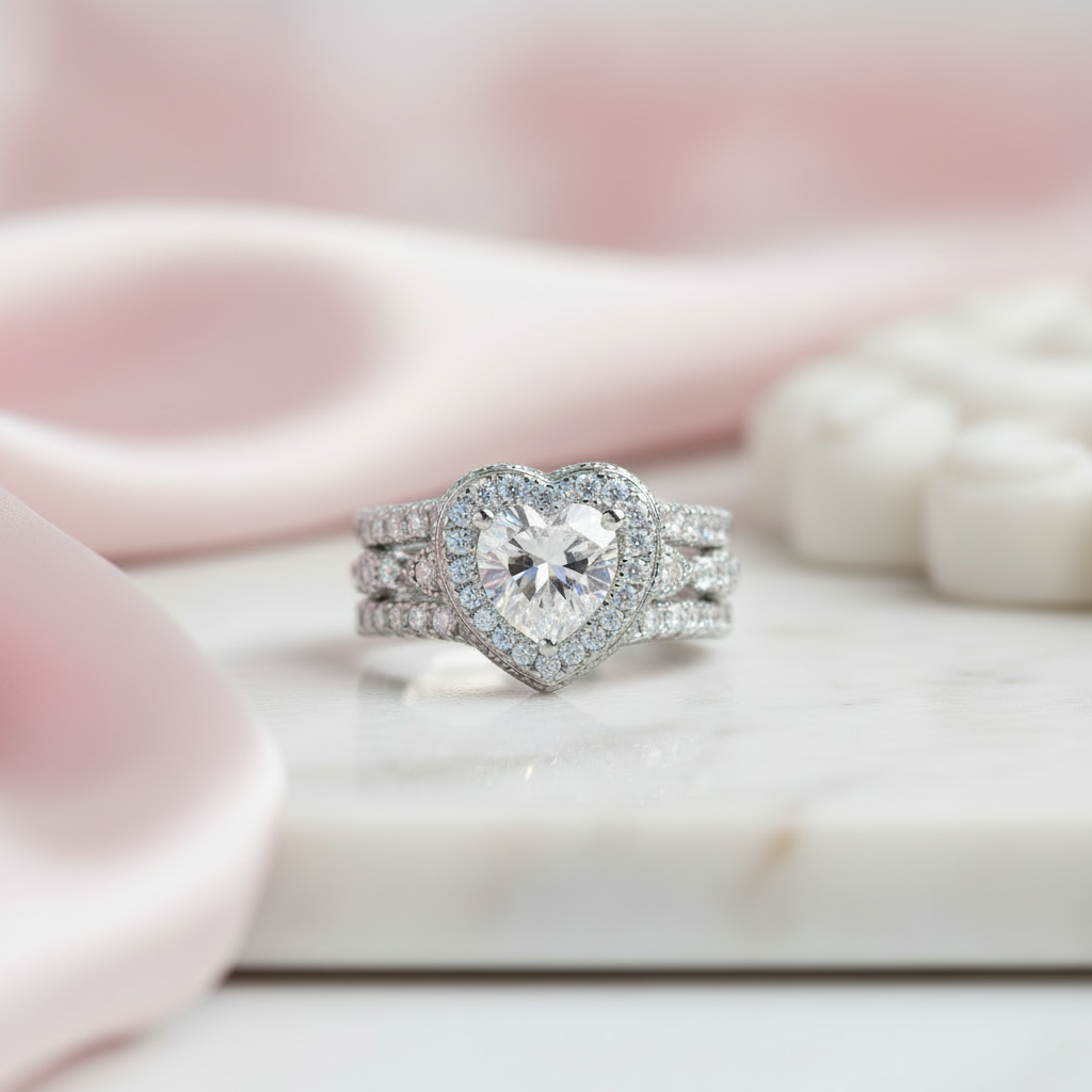 Elegant Diamond Option Halo Engagement Ring Set-Black Diamonds New York