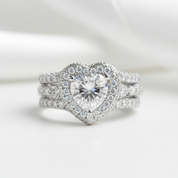 Elegant Diamond Halo Engagement Ring Set-Black Diamonds New York