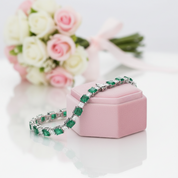 Elegant Emerald Cut Bracelet In Sterling Silver-Black Diamonds New York