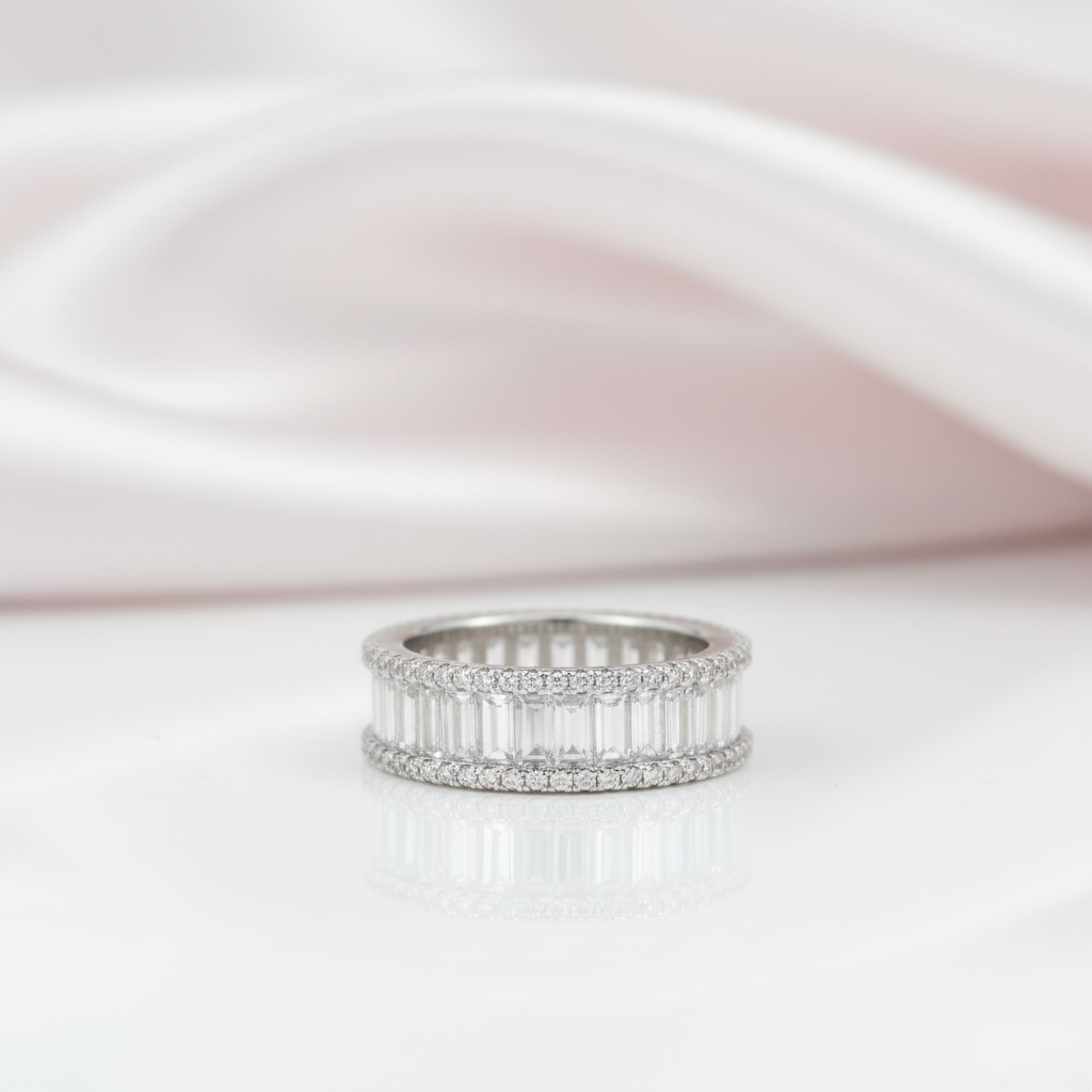 Elegant Emerald Cut Diamond Option Ring Band-Black Diamonds New York