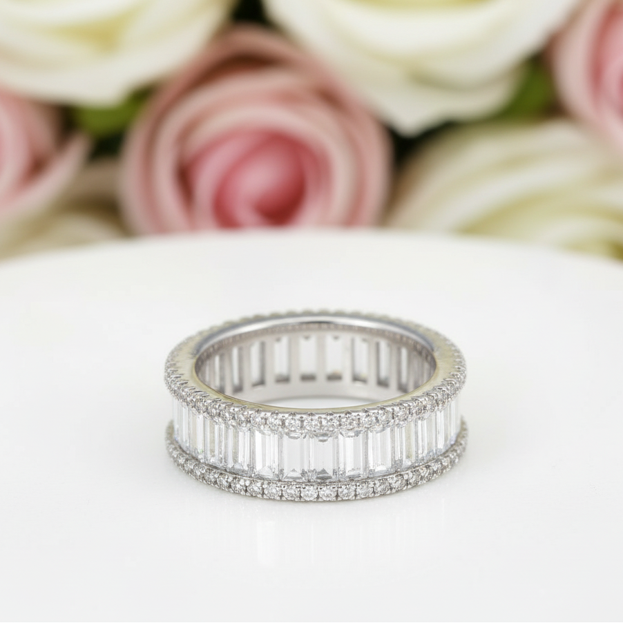 Elegant Emerald Cut Diamond Ring Band-Black Diamonds New York