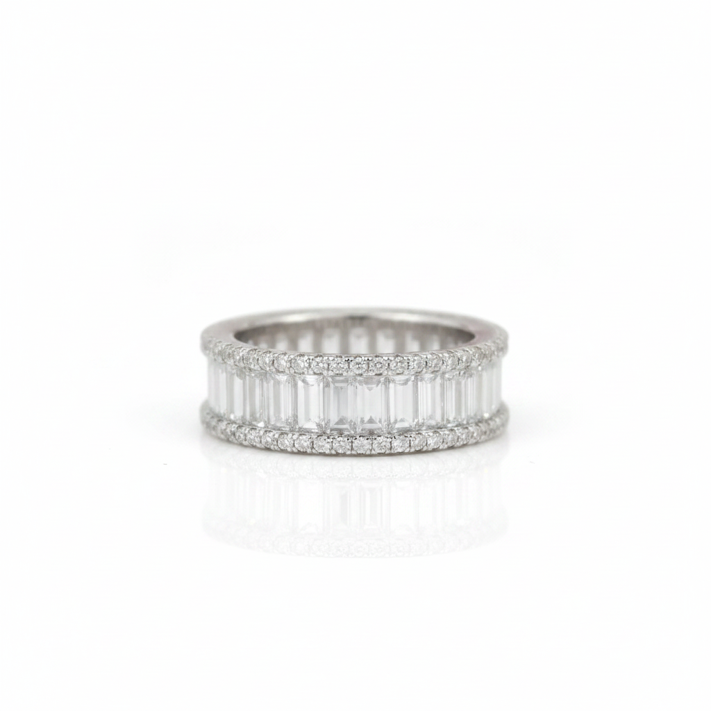 Elegant Emerald Cut Diamond Option Ring Band-Black Diamonds New York
