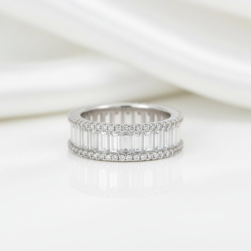 Elegant Emerald Cut Diamond Ring Band-Black Diamonds New York