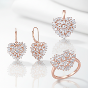 Elegant Diamond Option Heart Shaped Jewelry Set-Black Diamonds New York