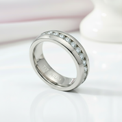 Elegant Infinity Diamond Titanium Wedding Band-Black Diamonds New York