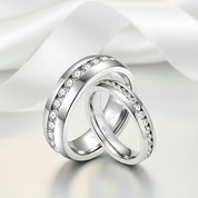 Elegant Infinity Diamond Titanium Wedding Band-Black Diamonds New York